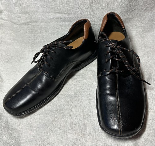 Cole Haan　革手袋　Lサイズ Cole Haan Mens Blk Leather Brown Stitching Lace Up Rubber