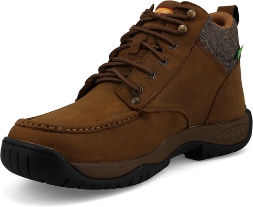 Pre-owned Twisted X Men's 4" All Around Work Boot In Distressed Saddle & Eco Dust
