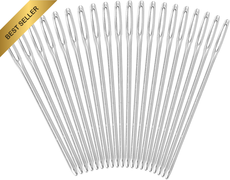 Large Eye Sewing Needles 20PCS Easy Thread Embroidery Needles for Hand Sewing Si