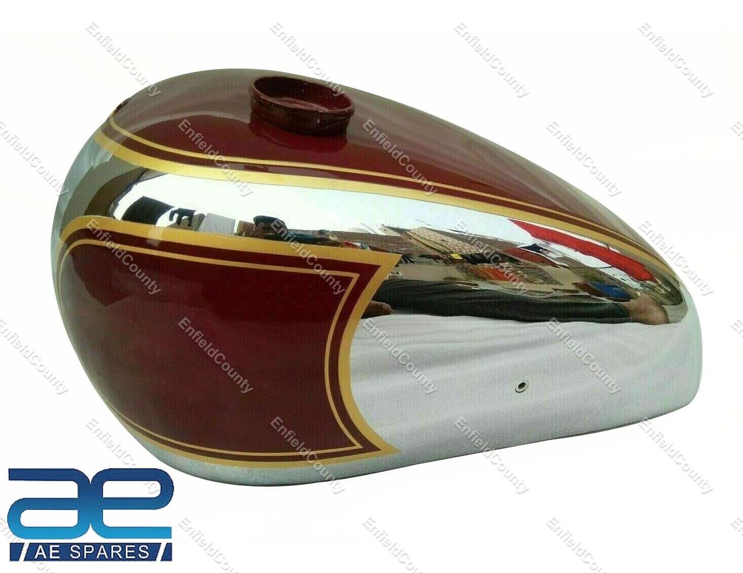 For Royal Enfield J,G Models 1946 Chrome & Red Painted Gas Fuel Petrol Tank  
