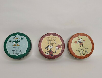 Vintage Disney Tea Tin Lot (×3) Green, Chamomile Herbaland English Breakfast Tea