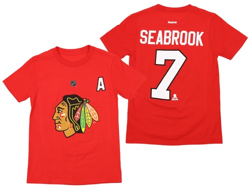 Футболка Reebok NHL Boys Youth Chicago Blackhawks Brent Seabrook #7 с короткими рукавами, красная
