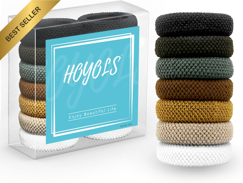 Large Seamless Hair Ties for Thick Hair, Soft Ponytail Holders, No Damage Elasti