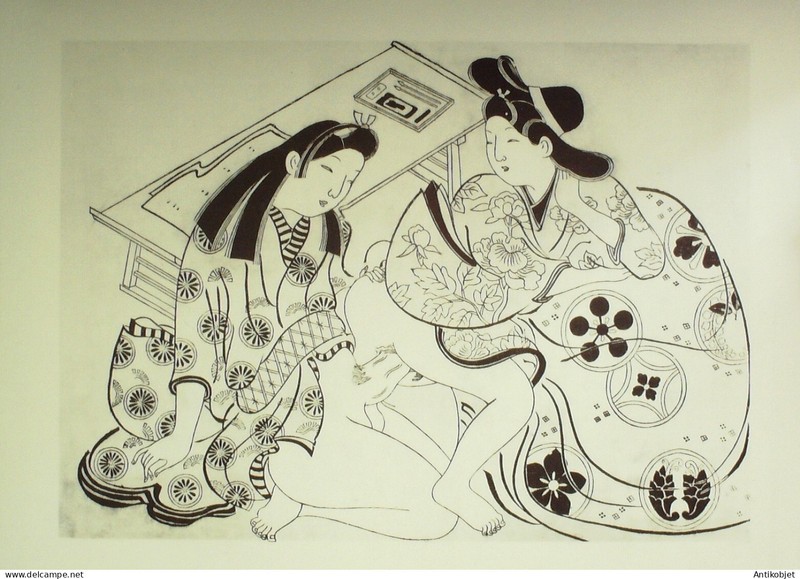 Estampe Japonaise (Sugimura Jihei 1681-1703) Papier Ingres D'Arches