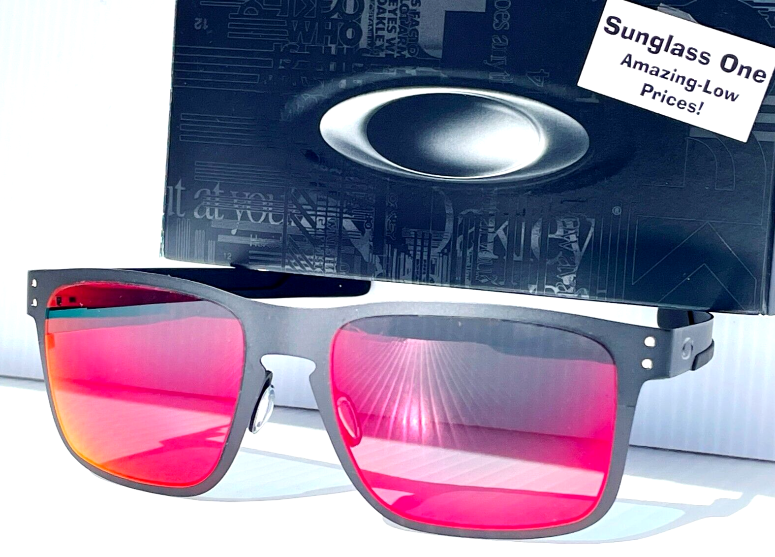 Pre-owned Oakley Holbrook Metal Matte Black Polarized Galaxy Magenta Sunglass 4123 In Purple