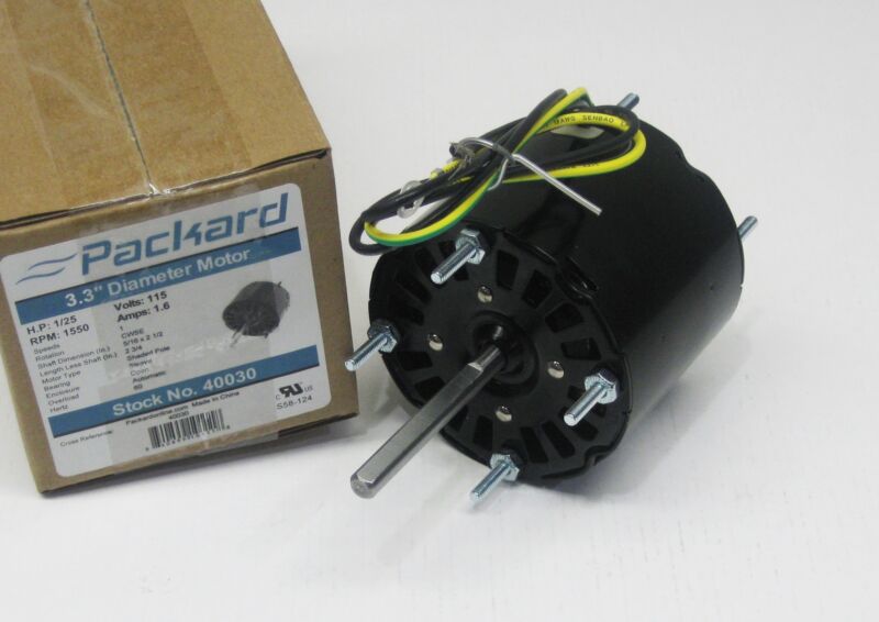 Packard Electric Fan Motor 40030 1/25 HP 1550 RPM 115 Volts (UE-30)