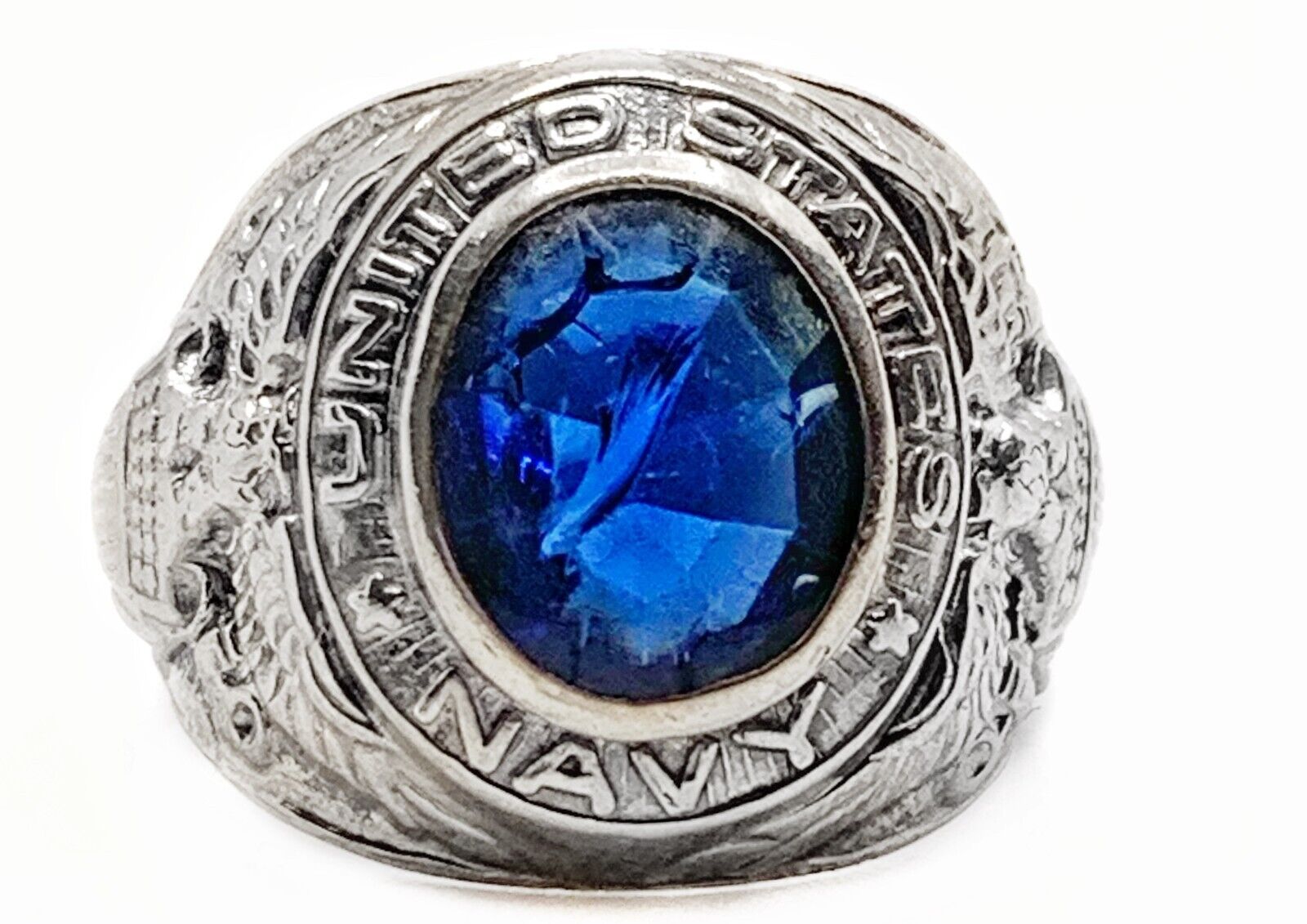 Great Condition! Vintage US Navy Sterling with Blue Stone Great Condition! Vintage US Navy Sterling with Blue Stone