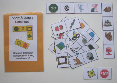 Teacher Made Literacy Learning Center Resource Game Short Long a Dominoes
