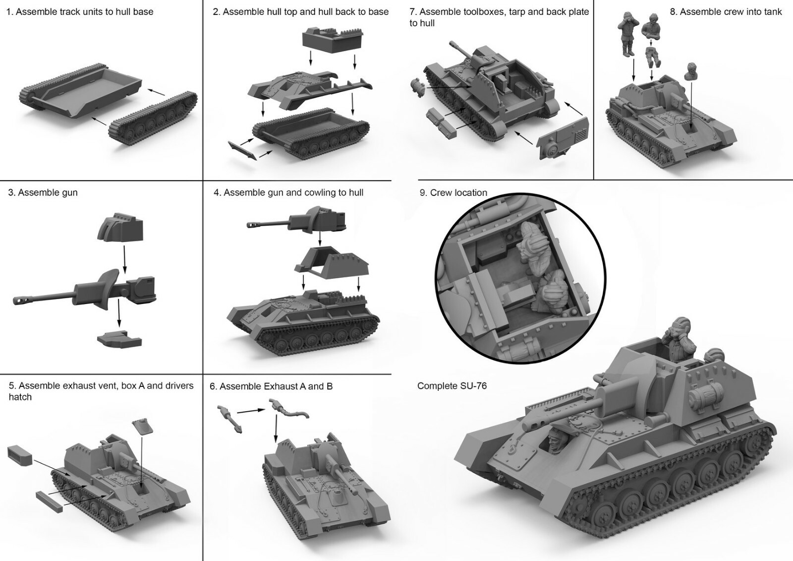 PSC RUSSIAN SU-76 SELF PROPELLED - 1 QUICK BUILD 1:72 Scale