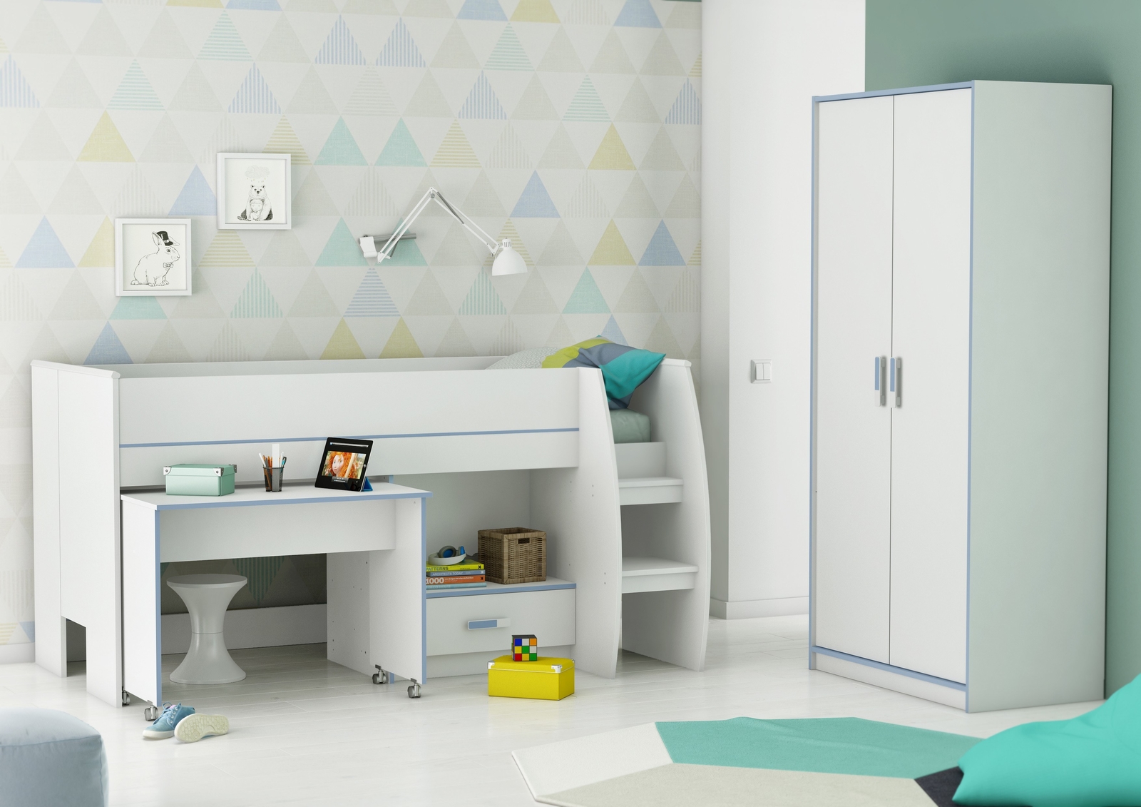 Switch White Wooden Mid Sleeper Bed Frame Boy Or Girl Storage