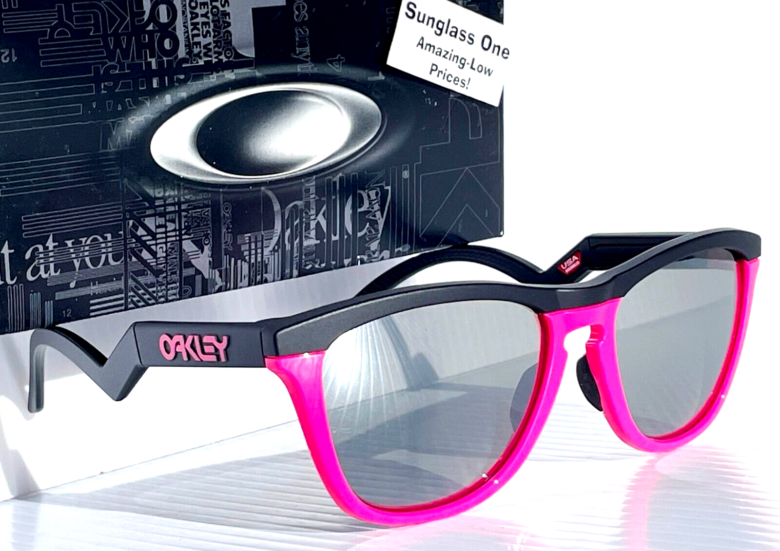 Oakley FROGSKINS HYBRID Black Neon Pink POLARIZED Galaxy