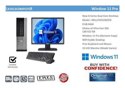 Window 11 Full Set Dual Core G Series Desktop Tower PC and TFT complete Bundle