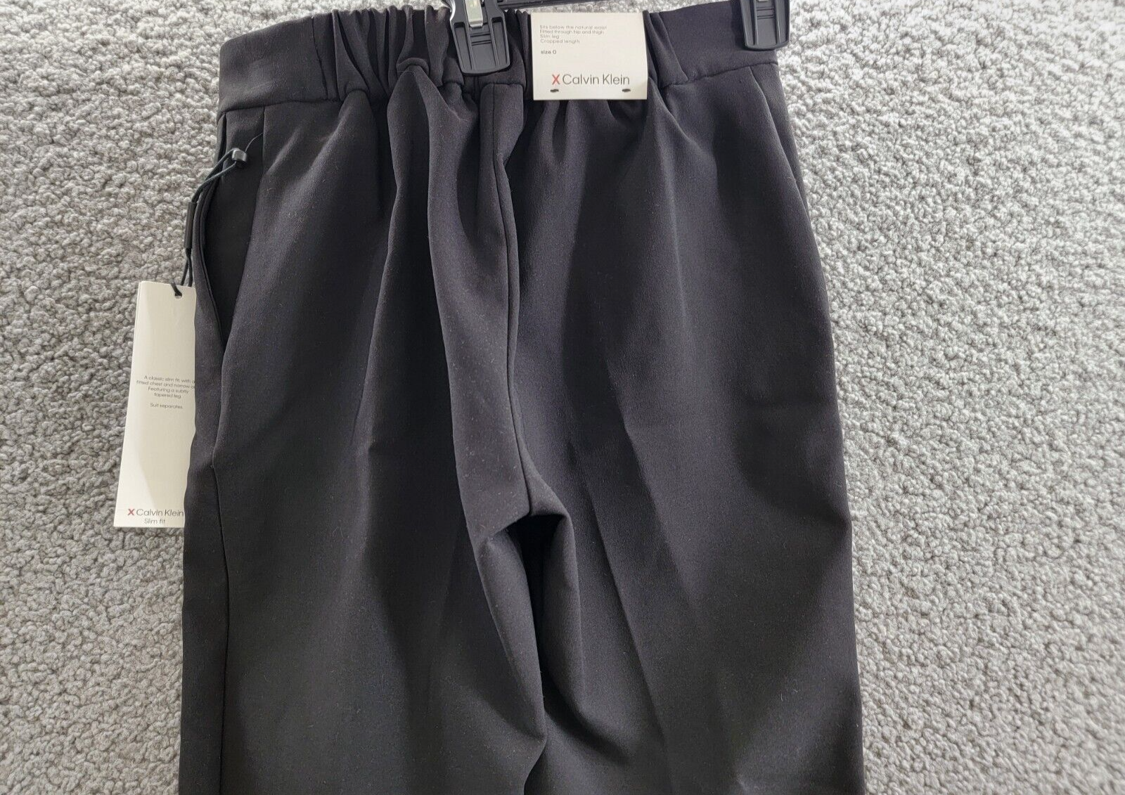 Calvin Klein X-Fit Cropped Slim Leg Pants Women's 0 Black Solid Elastic Waist - Picture 12 of 17