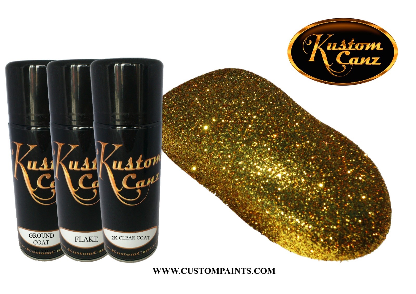 Kustom Canz Dark Gold Flake Small (004 Hex) 12oz Aerosol Can Kit Custom