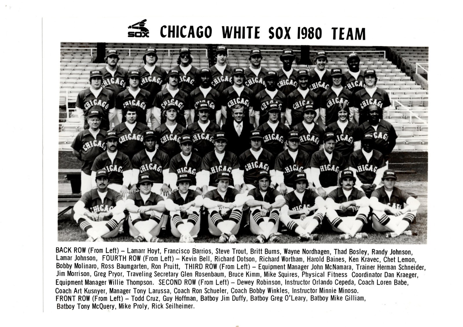 1980 CHICAGO WHITE SOX 8X10 TEAM PHOTO BASEBALL ILLINOIS MLB