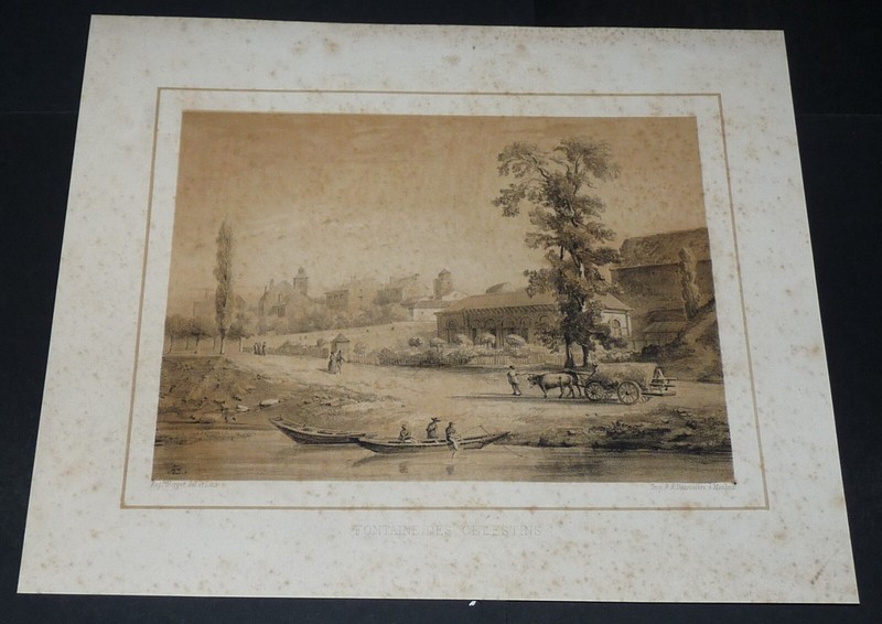 Lithographie XixÃ¨Me SiÃ¨Cle Vichy Allier 03 Fontaine Des Celestins Auguste Borget