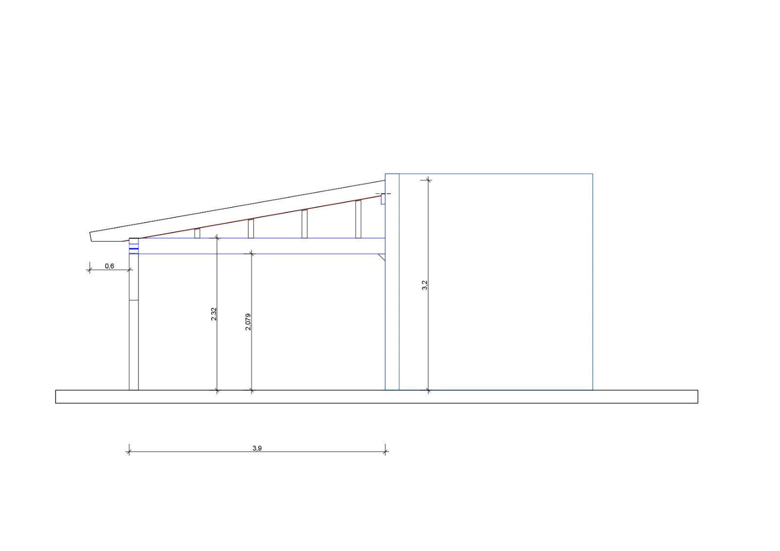 Bausatz für eine Terrassenüberdachung oder Carport über Eck aus Leimholz H11