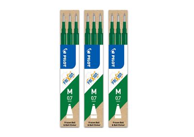 Pilot FriXion Ball Ersatzminen Grün – 3x3 Set (Stärke 0,7 mm)