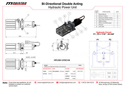 Bi-Directional Hydraulic Pump Power Unit 12V DC Double Acting 2900 PSI