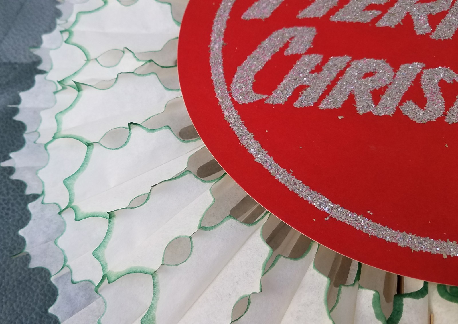 Vintage Mid-Century- HONEYCOMB WREATH - Large 15 inch- Paper Fold-out MCM