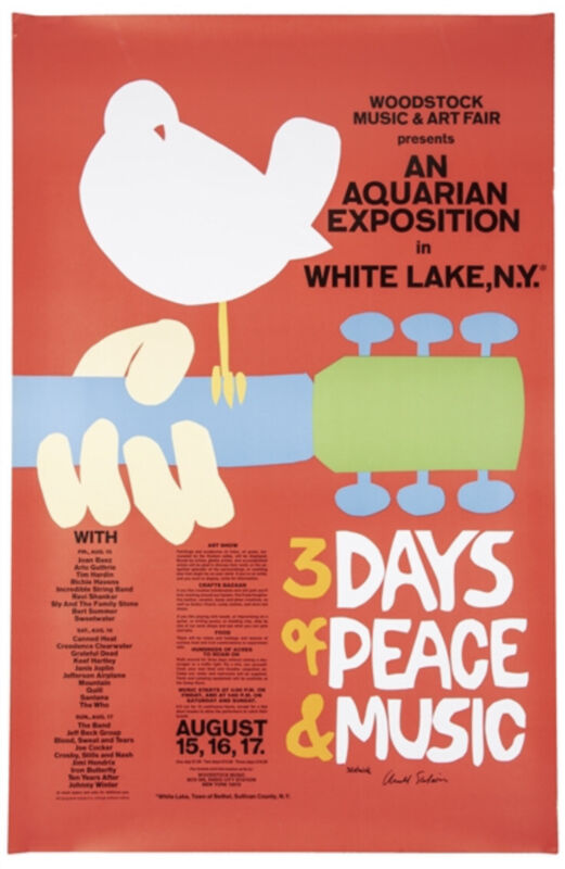 1969 Arnold Skolnick Signed Original Woodstock Promotional Poster (Skolnick COA)
