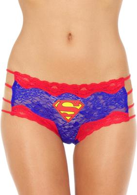 Superman Pantie Side String Lace Hipster Logo 2x Plus Red Comic Cosplay Lingerie