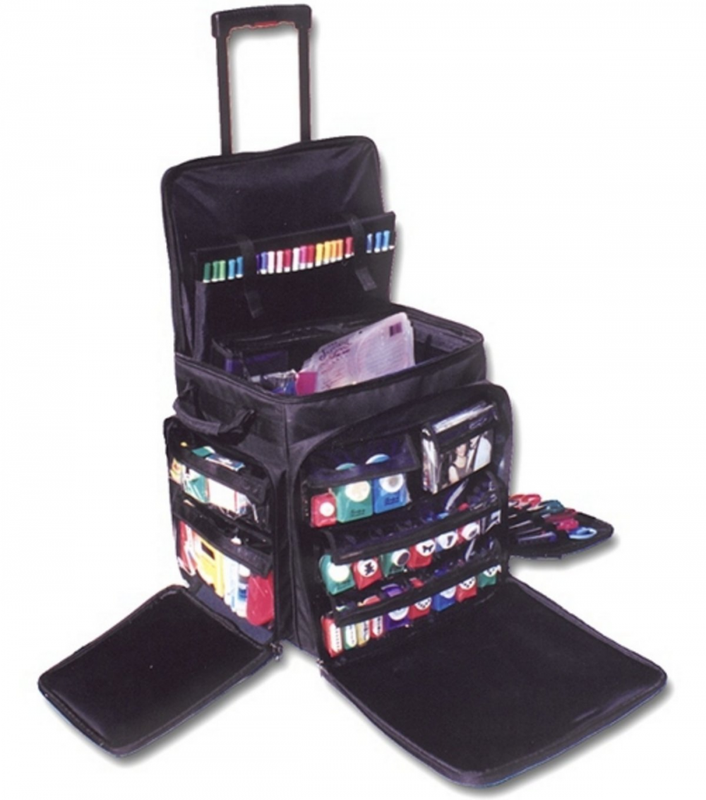 Rolling Tote Organizer Bag On Wheels Crafts Storage Luggage Travel Scrapbooking 667326600019 | eBay