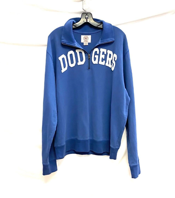 47 BRAND Blue White Half Zip Los Angeles LA DODGERS Baseball