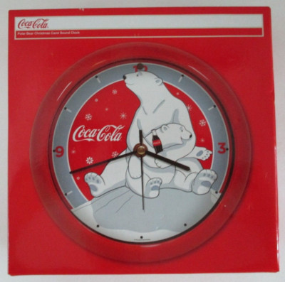 Coca-Cola Polar Bear Christmas Carol Sound Clock,  Wall or Table, Battery (2021)
