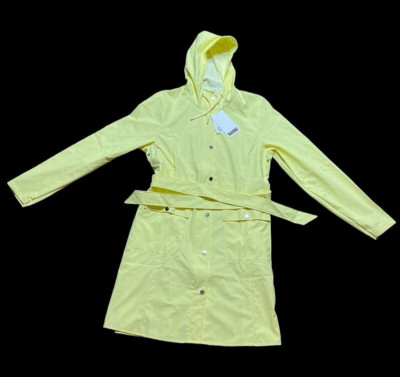 RAINS Curve Lightweight Women's (Yellow) Long Raincoat Size L NWT
