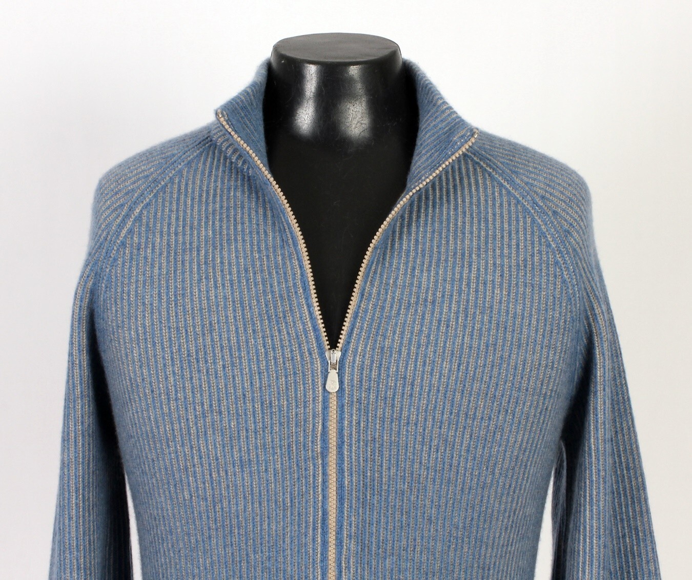 Pre-owned Brunello Cucinelli $4400  100% Cashmere Full Zip Sweater - Blue - 50 M