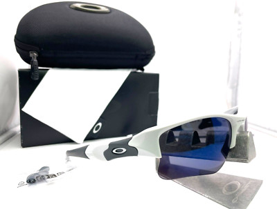 OAKLEY FLAK JACKET XLJ POLISHED WHITE W/ ICE IRIDIUM SUNGLASSES 24-373 AUTHENTIC