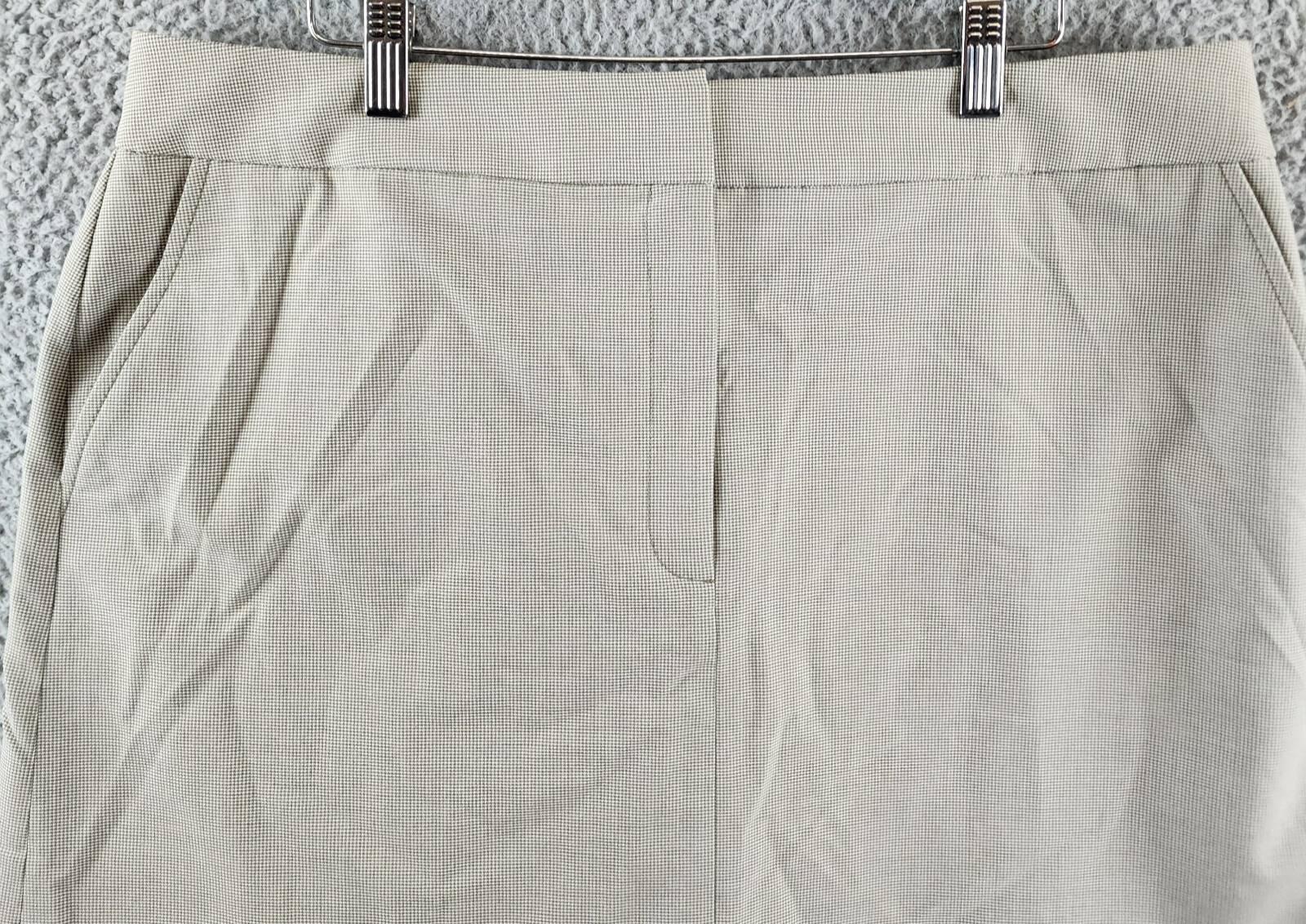 DKNY Zip-Front Slant-Pocket Mini Skirt Women's 16 Light Fatigue/White Hook & Bar - Picture 4 of 13