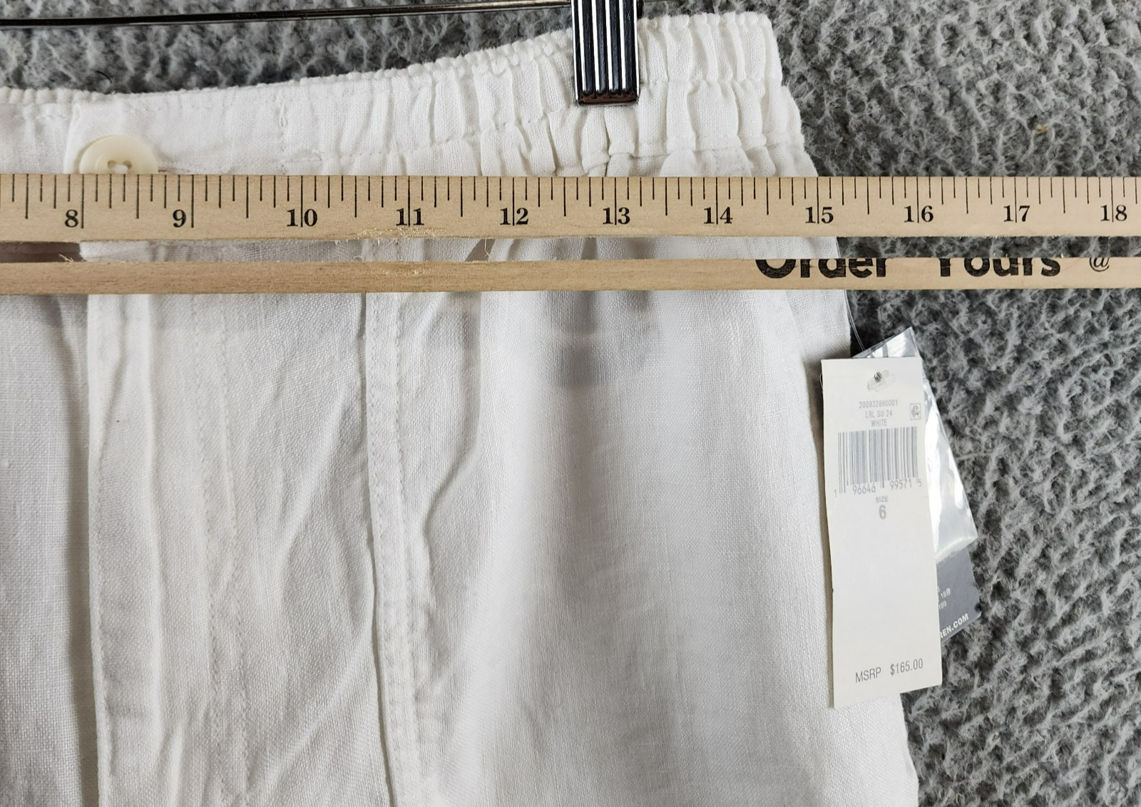 Lauren Ralph Lauren Linen Cargo Pants Women's 6 White Pockets Button Zip Closure - Picture 9 of 17