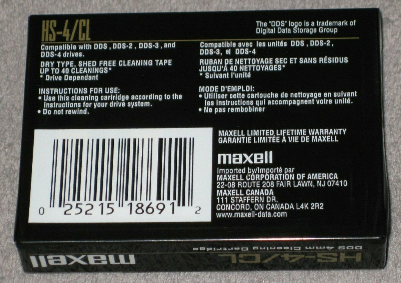 Maxell ~ HS-4/Cl 4mm Cleaning Cartridge for Data Storage Drives ~ New Sealed
