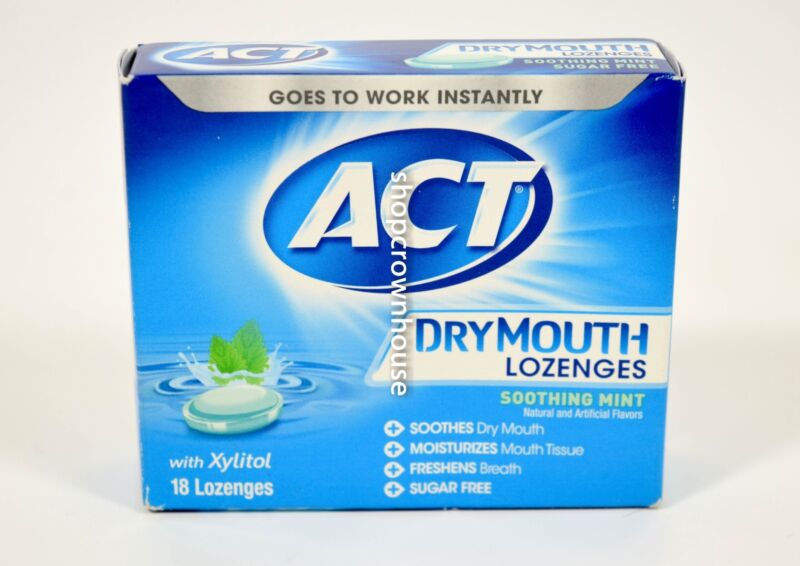 1 Act Dry Mouth Lozenges With Xylitol Sugar-free Soothing Mint 18 Pieces