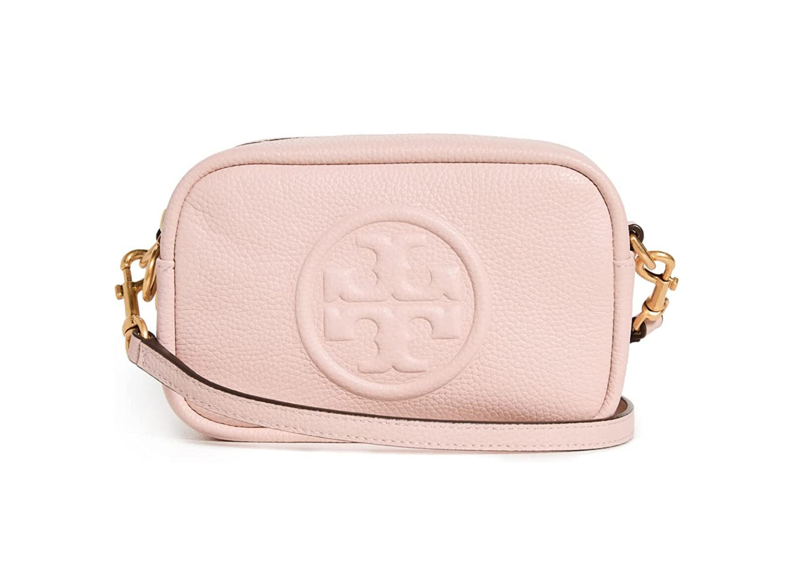 NWT Tory Burch Perry Bombe Mini Leather Crossbody Bag Shell