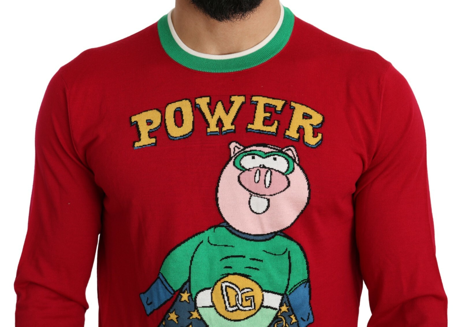 Pre-owned Dolce & Gabbana Red Sweater Wool Silk Pig Of The Year It46 / Us36 / S Rrp $1300