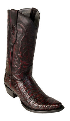 Pre-owned Los Altos Boots Los Altos Cherry Caiman Crocodile Belly Snip Toe Western Cowboy Boot D Width In Cherry Black