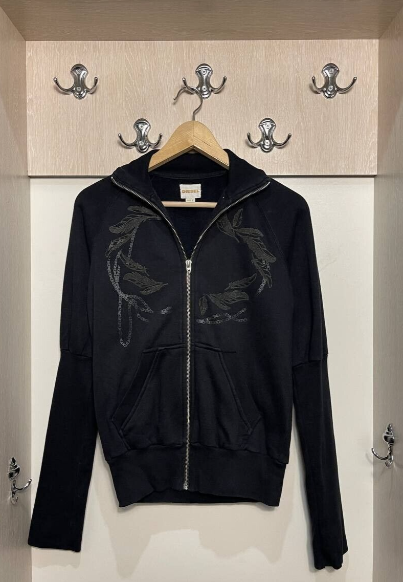 Diesel Vintage Track Full Zip Up Top Jacket in Black Women's Diesel Vintage Track Full Zip Up Top Jacket in Black Women's