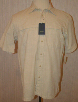 Men's Arrow Beige Tan Short Sleeve Button Front Pocket Shirt Top Sizes S, M
