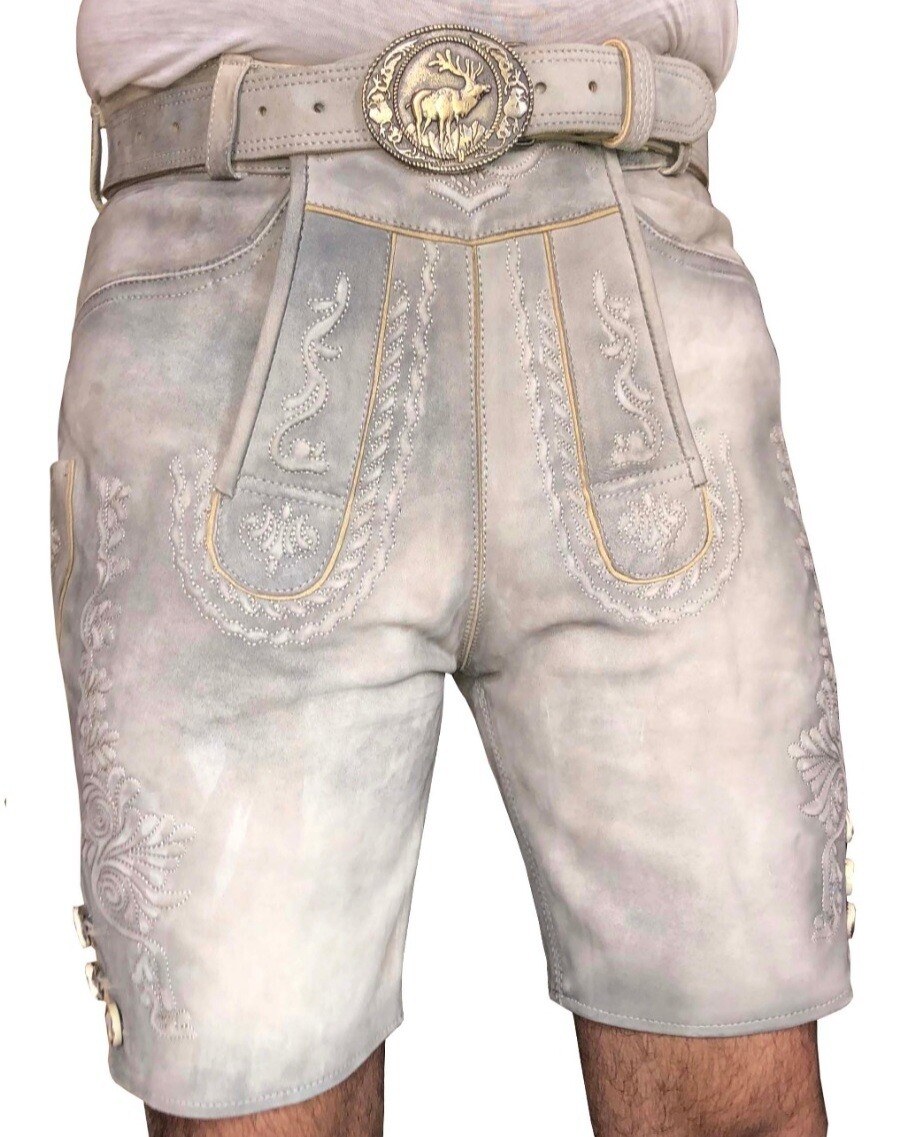 Wildbock Lederhose Für Herren – Traditionelle Trachtenhose Mit Gürtel, Kurz & Speckig In Dunkelbraun | Größen 44–60