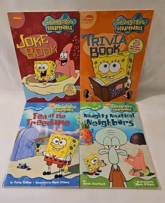 4 pcs SpongeBob Joke & Trivia Books Tea At Treedome & Naughty Nautical Neighbors