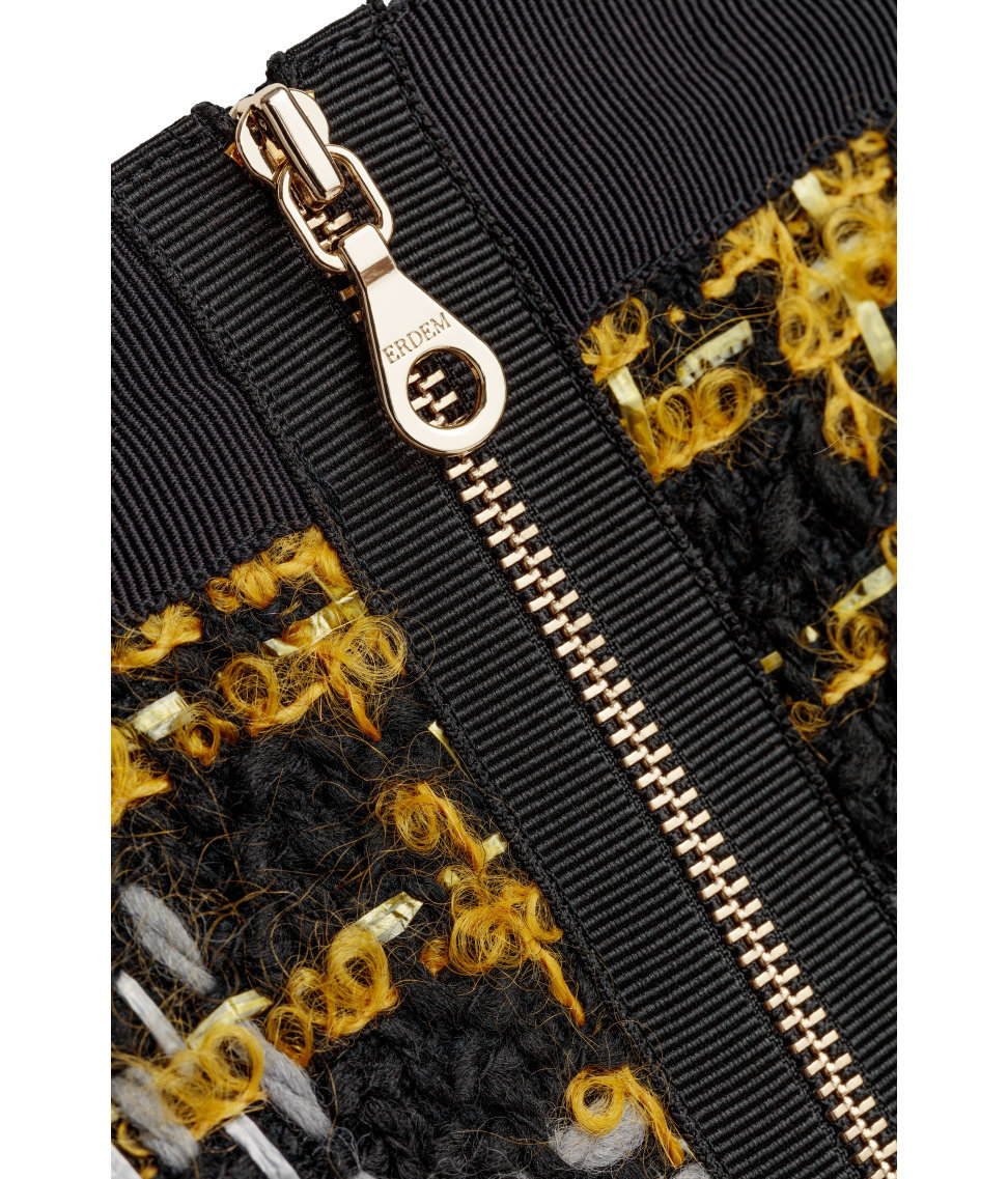 Pre-owned H&m Erdem X  2 Pc Suit Wool Blend Jacket Skirt Black Gold Tweed 4 Ships Today