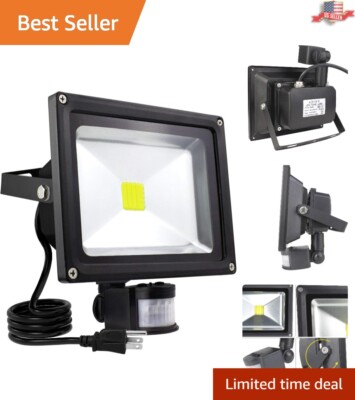 30W Motion Sensor LED Flood Light - 6000K Daylight White - IP65 Waterproof
