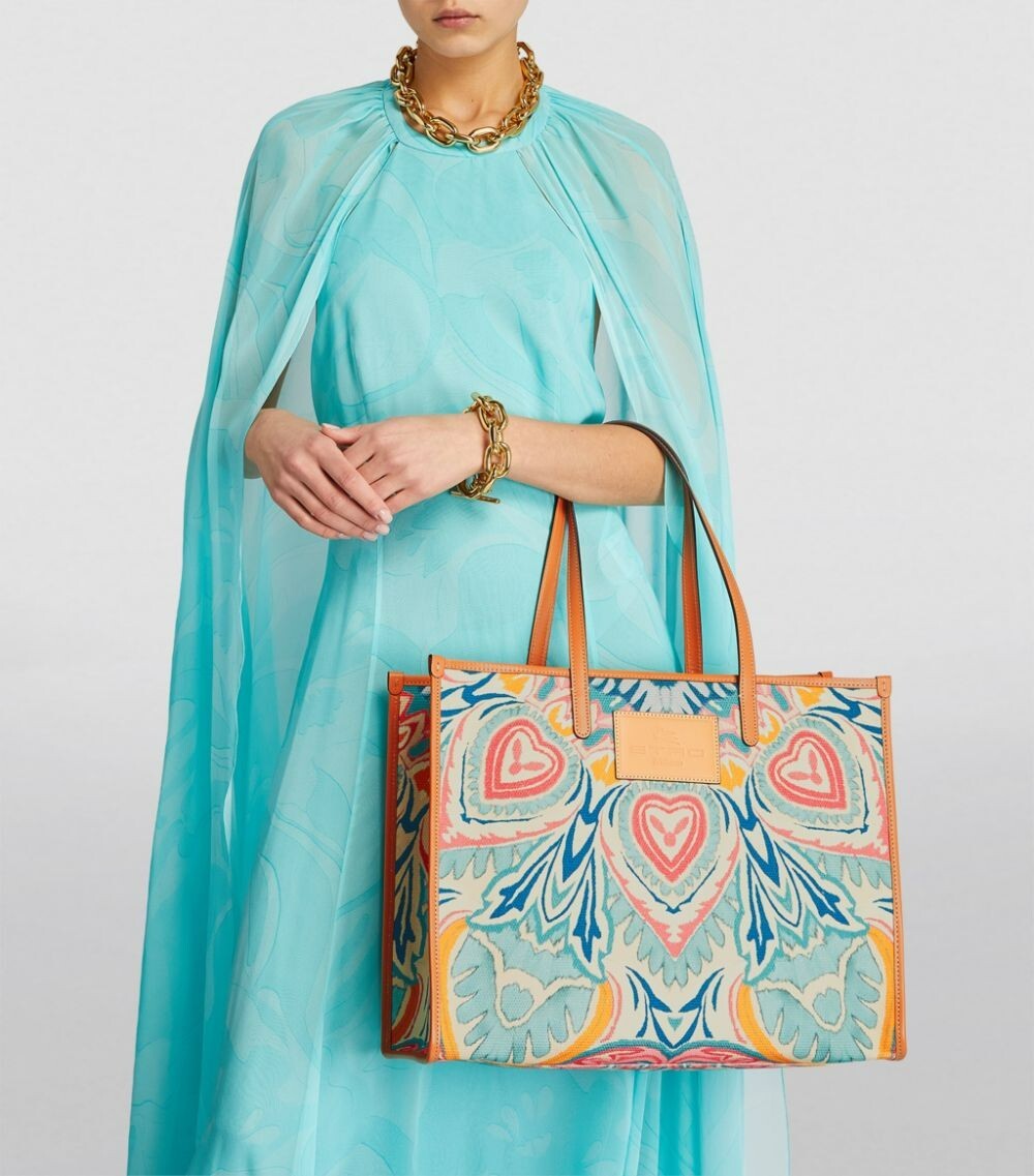 ETRO 'Globetrotter' Shopping Bag Paisley Stamped Large