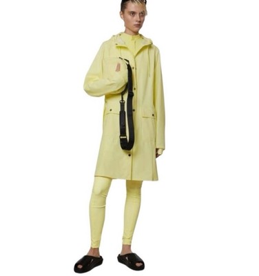 Rains New Belted Curve Jacket in Straw Yellow Sz XL Rain Coat Waterproof Trench
