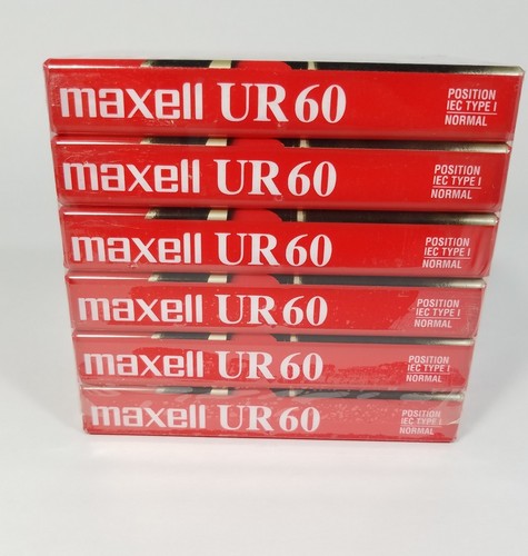 Pack of 6 Maxell Normal Bias UR60 UR-60 Standard Size Cassette - New - Sealed