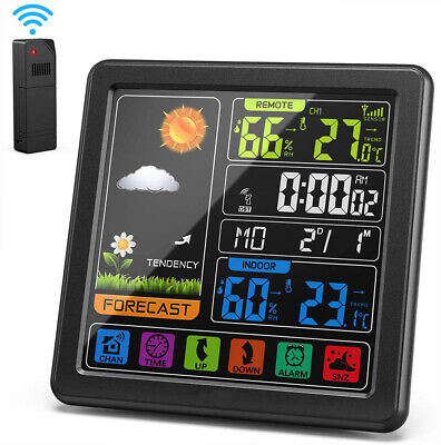 Digital LCD Wireless Weather Station Clock Indoor Outdoor Thermometer Humidity