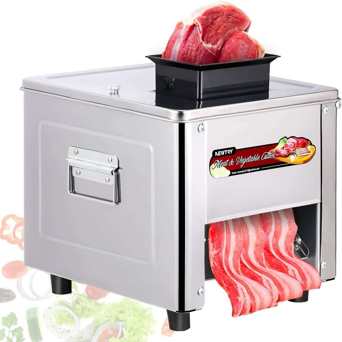 NEWTRY Meat Cutter Cutting Machine Cube Shredded Meat 330LB/H 850W Commercial 